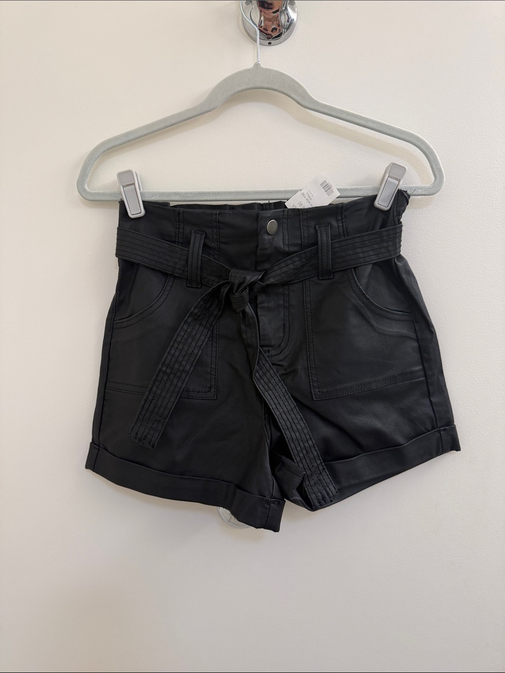 AKIRA Black High-Waist Tie-Belt Shorts NWT